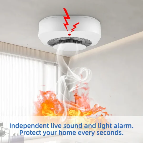 YUPA Independent Smoke Detector Sensor Fire Alarm System For Home Office Security Smoke Alarm Fire Protection Battery Powered 5