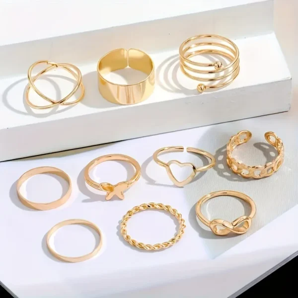 22 Pieces of Fashionable Multi Jointed Women's Ring Set with A Heart Shaped Design and A Niche Butterfly Ring Layering Accessory 5