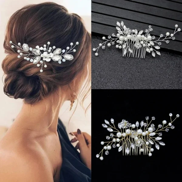 Pearl Rhinestone Bridal Tiaras Hairbands for Women Accessories Hair Ornaments Gold Color Jewelry Headwear 1