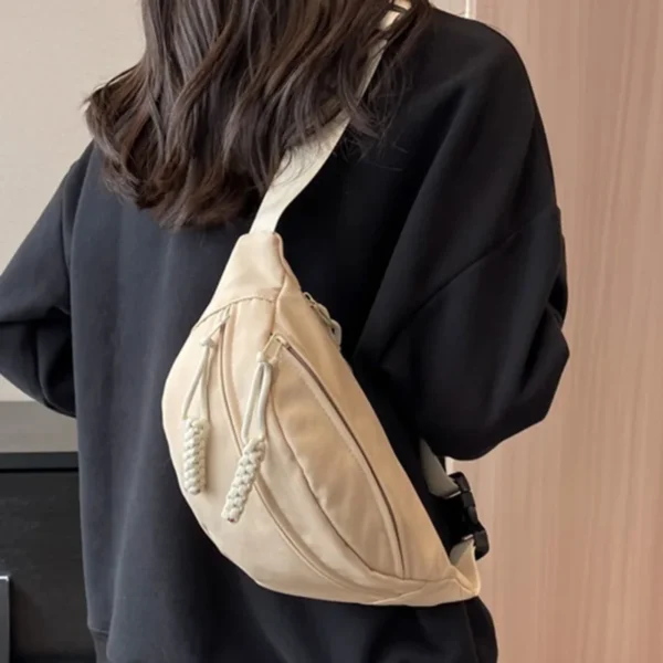 Waist Bag Women New Canvas Leisure Portable Zipper Korean Style Canvas Chest Bag Shoulder Bag Waist Bag Sports 3