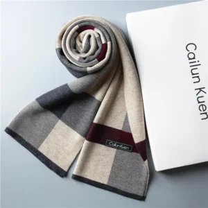 Fashion Classic Business Scarf Men Wool Scarf Soft Warm Thermal Muffler Casual Cashmere Knitted Shawl Male Autumn Winter No Box 1