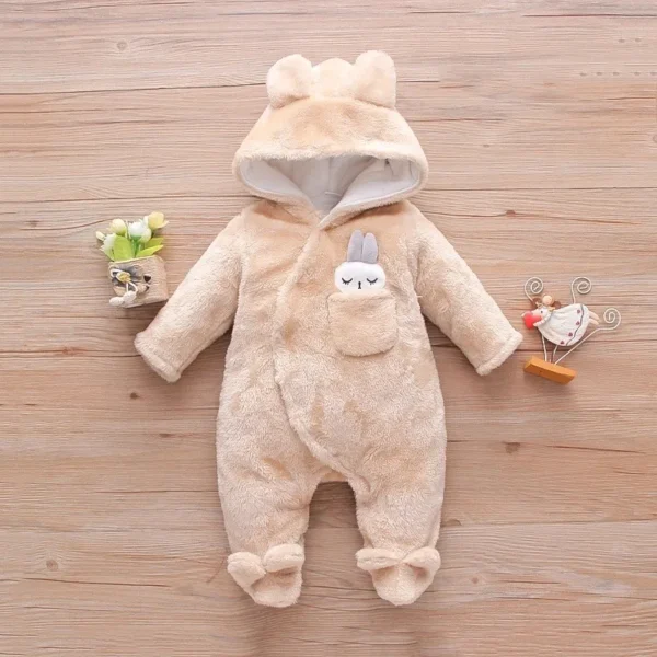 Autumn and Winter New Baby Plush Climbing Clothes Baby Warm and Thick Cartoon Dog Rabbit Cute Cotton Clothes for 0-2 Years 4