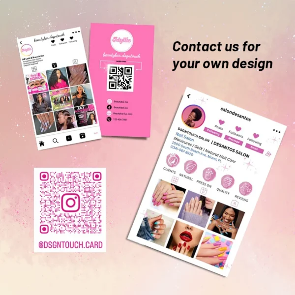 DsgnTouch Instagram Nail Card Personalized Bank For Small Bussines Beauty Salon Free Design Social Media Visit Cards Custom Set 6