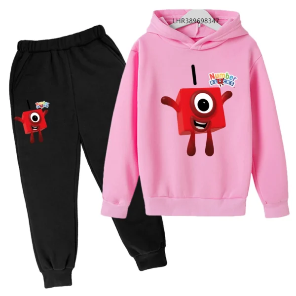 Boys girls autumn winter Cartoon number clothing Suitable for children's hoode+pants set 3-12 years  sweatshirt outerwear 2