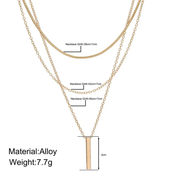 Vintage Layered Metal Bar Pendant Necklace for Women Daily Wear Gold Color Reactangle Clavicle Chain Collarbone Necklace Jewelry 5