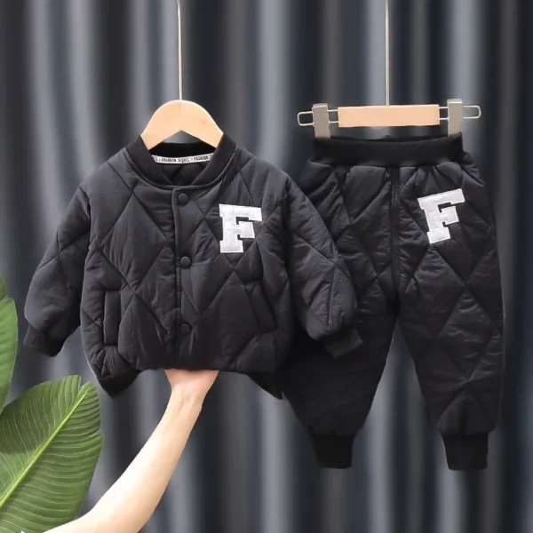 1 2 3 4 5 Years Winter Boys Clothing Sets Alphabet Fashion Warm Coat And Pants 2Pcs Boys Suits Birthday Gifts New Kids Clothes 2