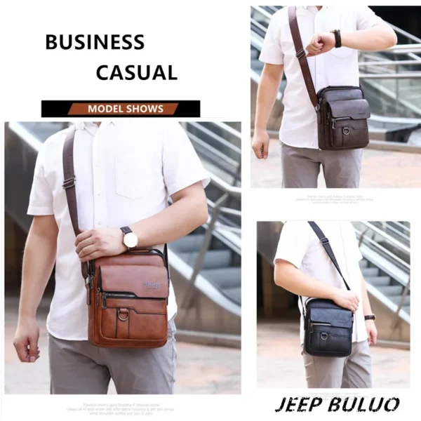 JEEP BULUO Crossbody Messenger Bags Business Casual Handbag Brand Shoulder New High Quality Leather For Men Business Casual Fash 5