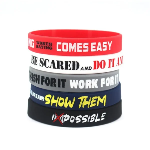 1 Pack Motivational Wristbands for Men, Women & Teens, Silicone Bracelets with Inspirational Quotes,Men's Unisex Adult Design 5