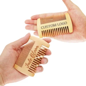 3 Pieces/Pack Double Sides Wooden Comb Customized LOGO Beard Comb for Men - Personalized Your Name Text Date 1