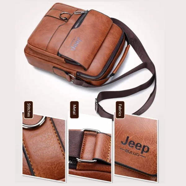 JEEP BULUO Crossbody Messenger Bags Business Casual Handbag Brand Shoulder New High Quality Leather For Men Business Casual Fash 4