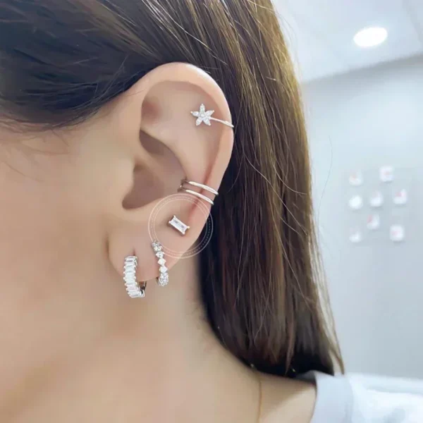 925 Sterling Silver Ear Needle Fashion Hoop Earrings White Crystal Luxury Women's Silver Earrings Wedding Women's Jewelry Gift 3