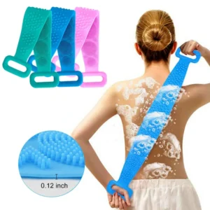 Body Bath Back Long Scrubber Wash Silicone Brush Gentle Beauty Skin Personal Care Rubber Belt Berus Mandi Exfoliating Bathroom 1