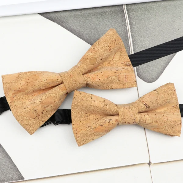 New Fashion Cork Wood Parent-Child Bow Ties Set Novelty Handmade Neckwear Butterfly For Wedding Party Man Gift Accessories Tie 2