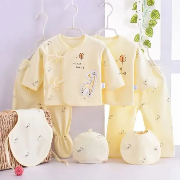 7Piece Spring Newborn Baby Stuff Toddler Clothes Cartoon Cute Cotton T-shirt+Pants+Hats Infant Boys Girls Clothing Set BC316 3