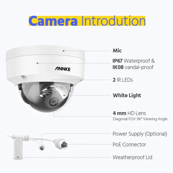 ANNKE 8CH 4K IP Camera Security System 265+ 8MP Poe Camera Two Way Audio Video Surveillance CCTV 4MM Lens Support 256G Card IP67 6