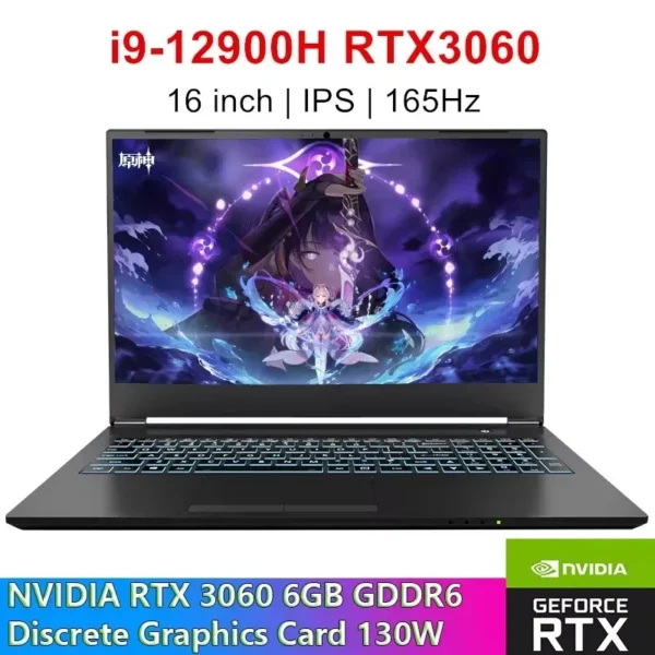 16 Inch Gaming Laptop Intel i9 12900H i7 13620H NVIDIA RTX 4060 8G 165Hz IPS Screen Windows 11 Notebook Gamer PC Computer WiFi6 2