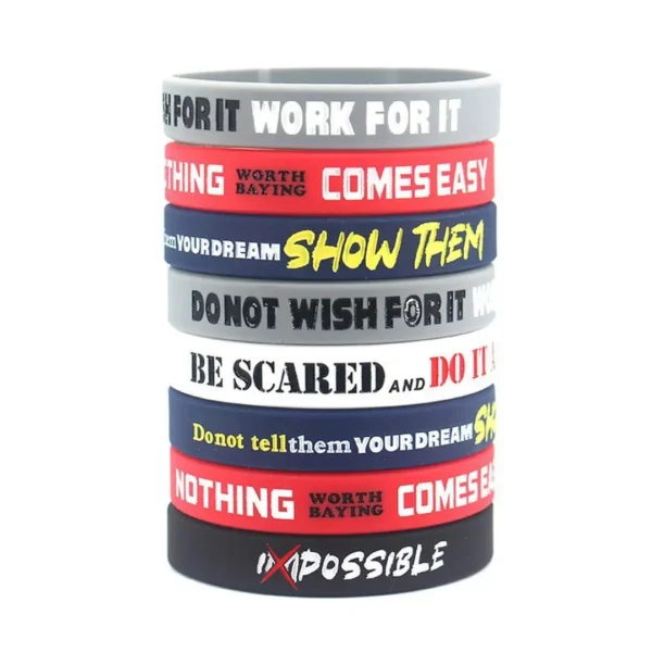 1 Pack Motivational Wristbands for Men, Women & Teens, Silicone Bracelets with Inspirational Quotes,Men's Unisex Adult Design 1