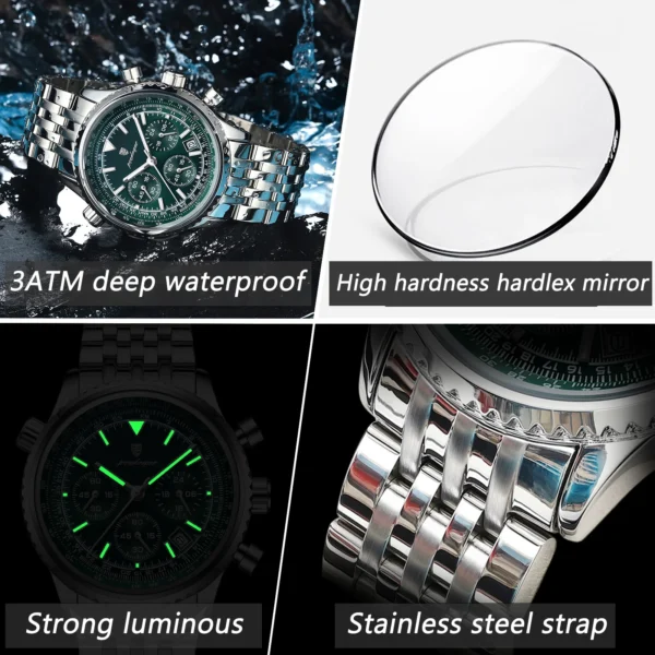 POEDAGAR Luxury Military Watch for Men Waterproof Luminous Date Chronograph Man Watch Sport Quartz Stainless Steel Men's Watches 4