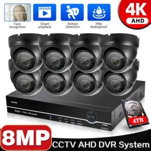 AHD CCTV Camera Security System Kit 8 Channel DVR Kit 8MP Outdoor Indoor Home Black Dome Video Surveillance Camera Set 8CH XMEYE 1