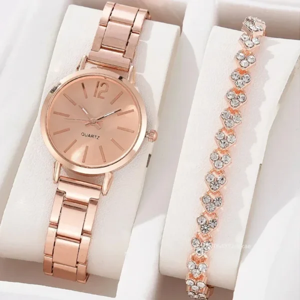 Ladies Fashion Simple Digital Alloy with Quartz Watch Bracelet 2pcs Set Luxury Women Simple Dial Ladies Watches Reloj Mujer 5