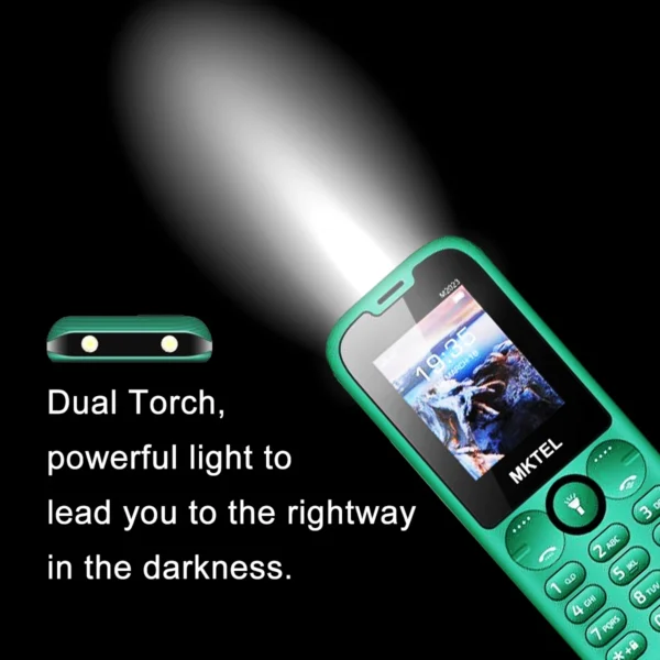 MKTEL M2023 Feature Phone with 1.77inch Display 800mAh Battery Dual SIM FM Radio Flashlight 0.08Mega Camera Senior Phone 5