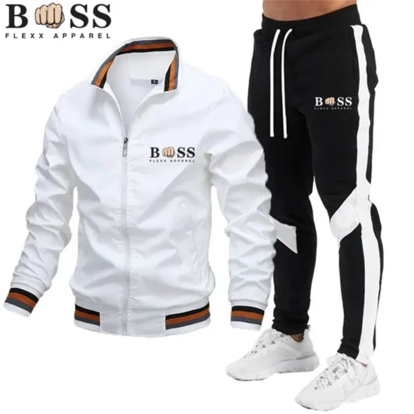 BSS FLEXX APPAREL 2024 Mens Tracksuits Men Sets Sweatshirt+sweatpants Tracksuit Zipper Stand Collar Sports Suit Jogging Fitness 2