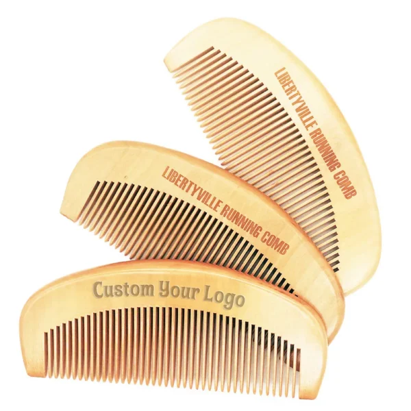 3 Pieces Gift Wooden Comb Customized LOGO Beard Comb for Men - Personalized Your Name Text Date - Natural Hair Comb for Women 1