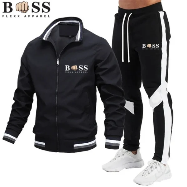 BSS FLEXX APPAREL 2024 Mens Tracksuits Men Sets Sweatshirt+sweatpants Tracksuit Zipper Stand Collar Sports Suit Jogging Fitness 4