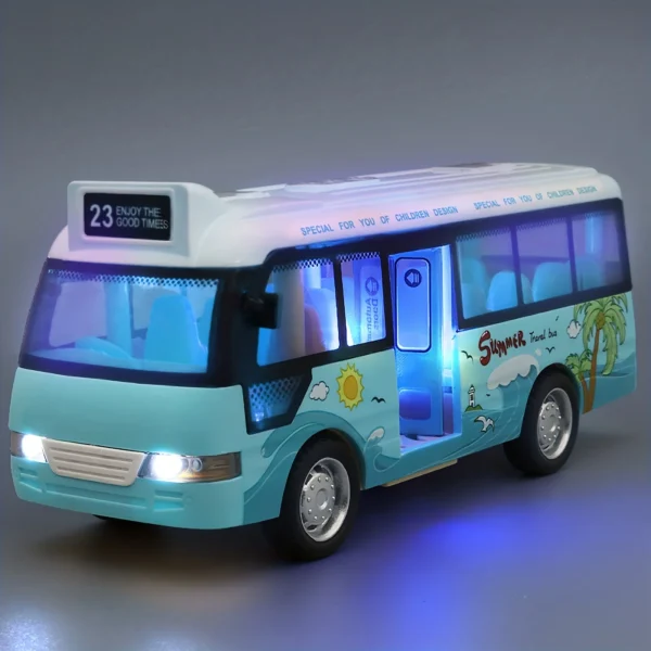 School Bus Toys Cars Plastics Little Cars City Bus With Sound And Light Up Friction Powered Cars Play Toys Gift For Kids 1