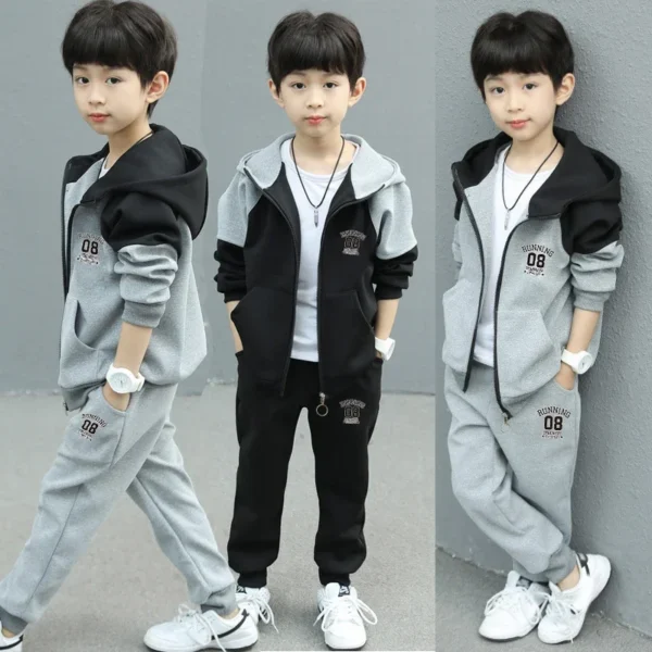 2024 New Spring Autumn Child Boy Clothing Set Letter Hoodies Coats + Pants 2Pcs Tracksuit Suit For Kids Children Present 1