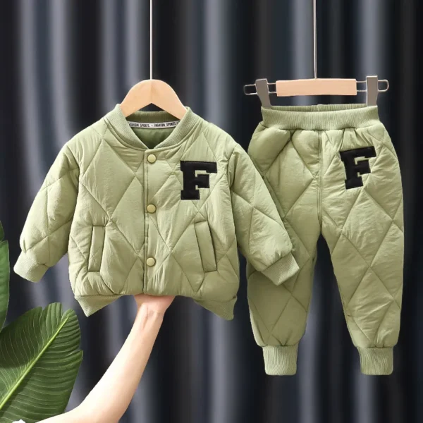 1 2 3 4 5 Years Winter Boys Clothing Sets Alphabet Fashion Warm Coat And Pants 2Pcs Boys Suits Birthday Gifts New Kids Clothes 3