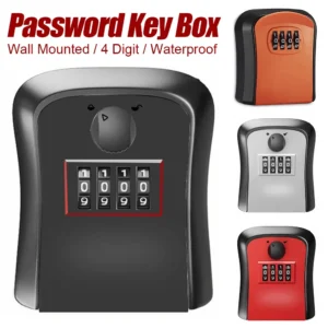 Wall Mount Key Lock Box 4 Digit Password Code Security Lock No Key for Home Office Key Safe Secret Storage Box Organizer 1