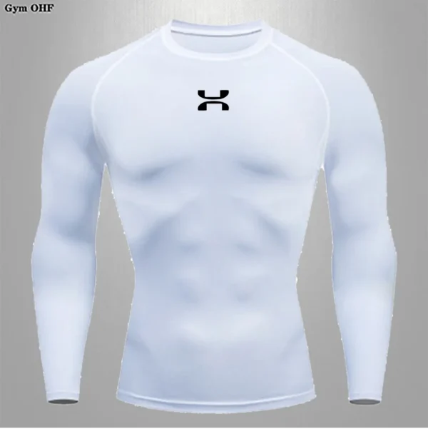 Sports Shirt Fitness T-shirt Undershirt Men's Running Tight Sportswear Quick Drying High Stretch Top Sports Long-sleeved Top 2