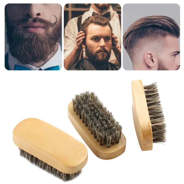 Custom Logo Wood Beard Brush And Comb Set For Men Gift Mustache Care Tool Natural Boar Bristle To Comb Beards 2