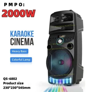 2000W High-power Bluetooth Speaker Portable Outdoor LED Trolley Case FM Radio Home Audio System Wired Microphone Homes Karaoke 1