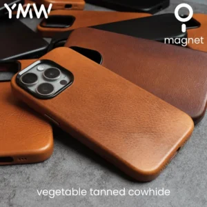 YMW Magnetic Genuine Leather Case for iPhone 16 Pro Max 15 14 Personality Cowhide Magnetic Phone Cover 1