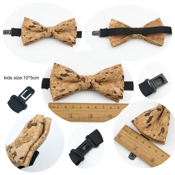 New Fashion Cork Wood Parent-Child Bow Ties Set Novelty Handmade Neckwear Butterfly For Wedding Party Man Gift Accessories Tie 3