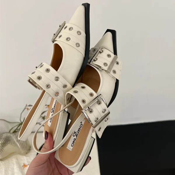 Women Flat With Shoes 2024 Designer Luxury Buckle Fashion Ladies Flats Shoes Slingback Pointed Toe Casual Female Sandals Mules 4