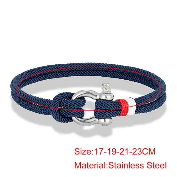 MKENDN Navy Blue Braided Rope Bracelet Stainless Steel Mini Horseshoe Shackle with Screws Bracelets for Men Women Couple Jewelry 5