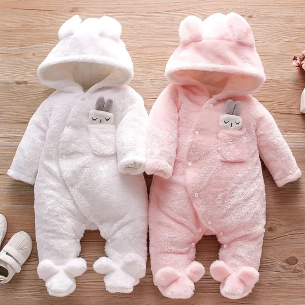 Autumn and Winter New Baby Plush Climbing Clothes Baby Warm and Thick Cartoon Dog Rabbit Cute Cotton Clothes for 0-2 Years 1