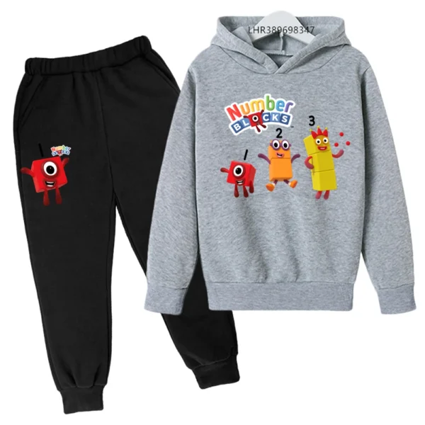 Boys girls autumn winter Cartoon number clothing Suitable for children's hoode+pants set 3-12 years  sweatshirt outerwear 3