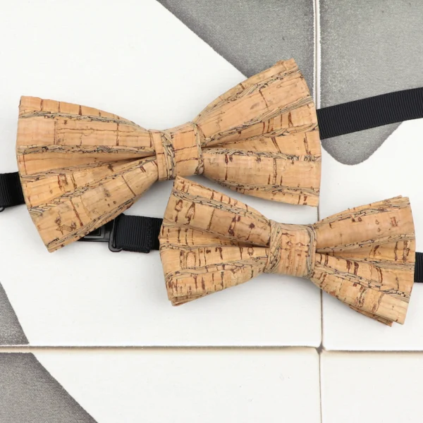 New Fashion Cork Wood Parent-Child Bow Ties Set Novelty Handmade Neckwear Butterfly For Wedding Party Man Gift Accessories Tie 5