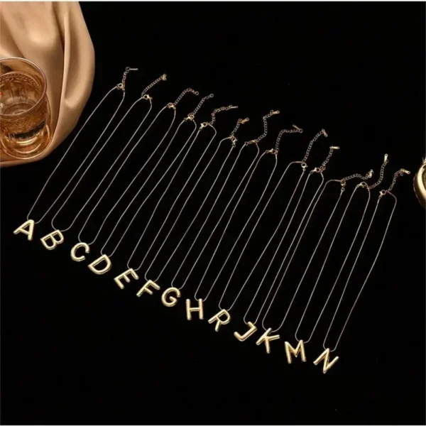 Gold Plated Copper Chunky Alphabet Balloon Bubble Initial Letter Pendant Necklace for Women Men Boy Personalized Fashion Jewelry 3