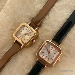 Hot Sales Women Watch Small Square Dial Thin Leather Strap Ladies Wristwatch Elegant Quartz Female Watches Casual reloj mujer 1