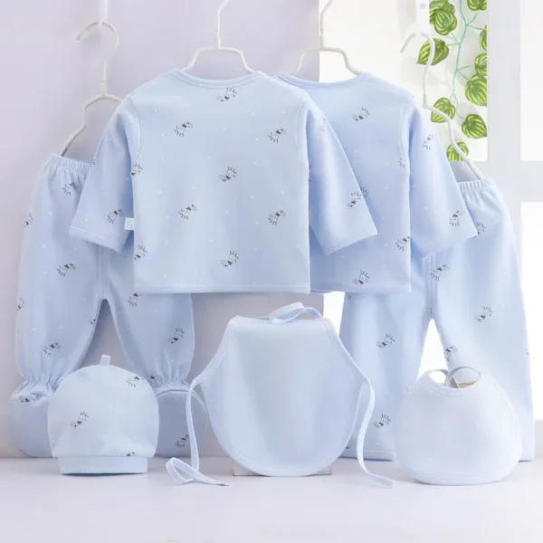 7Piece Spring Newborn Baby Stuff Toddler Clothes Cartoon Cute Cotton T-shirt+Pants+Hats Infant Boys Girls Clothing Set BC316 2