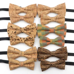 New Fashion Cork Wood Parent-Child Bow Ties Set Novelty Handmade Neckwear Butterfly For Wedding Party Man Gift Accessories Tie 1