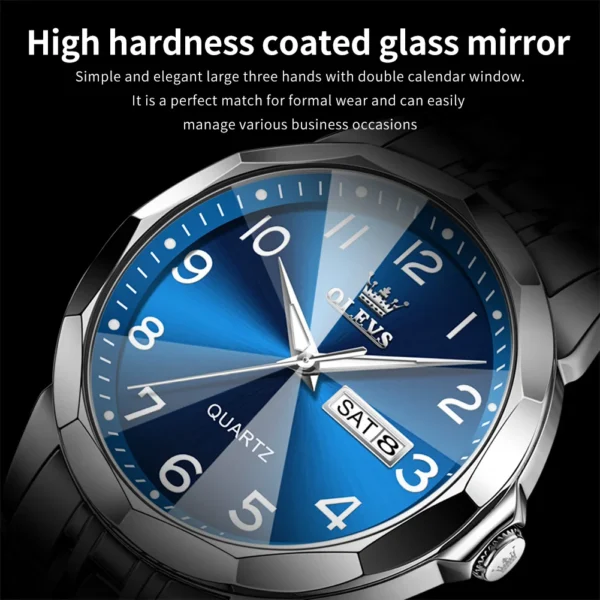 OLEVS Original Waterproof Men's Watches Digital Mirror Quartz Watch for Man Luminous Stainless Steel Wristwatch Male Date Week 4