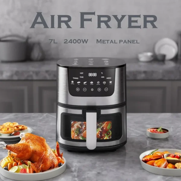 Smart Air Fryer Electric visual window 7L Oil-free Air Fryer Automatic Household Kitchen 360°Baking Convection Oven Air Fryers 5