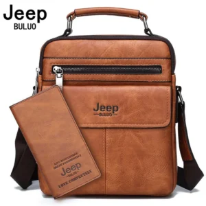 JEEP BULUO Men's Crossbody Shoulder Bags Split Leather Handbag Fashion Business Man Messenger Bag High quality Tote Hot 1