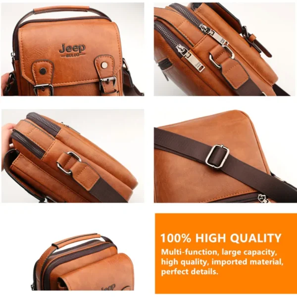 JEEP BULUO Multi-function Business Handbags Men New Man's Shoulder Bag Large Capacity Leather Messenger Bag Crossbody Big Brand 5